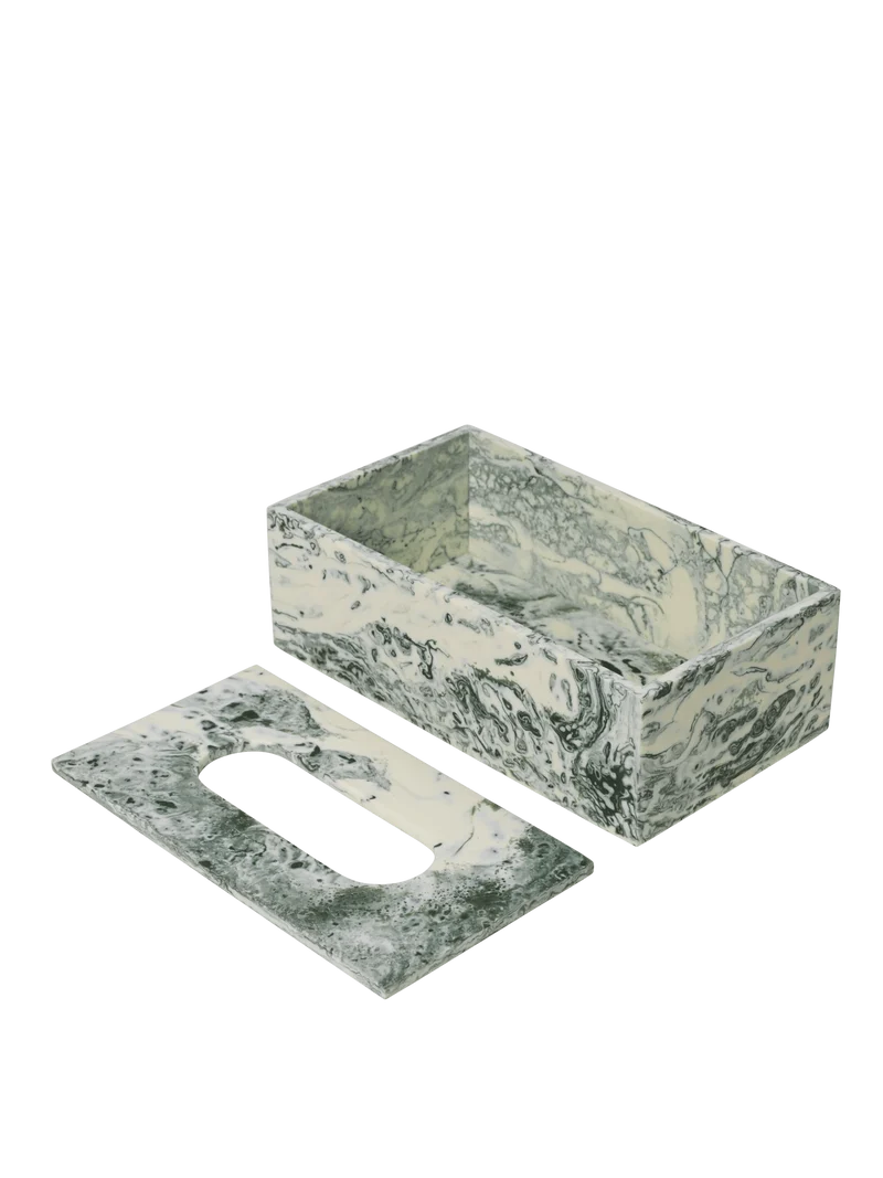 Mist Tissue Box - Emerald Off-White