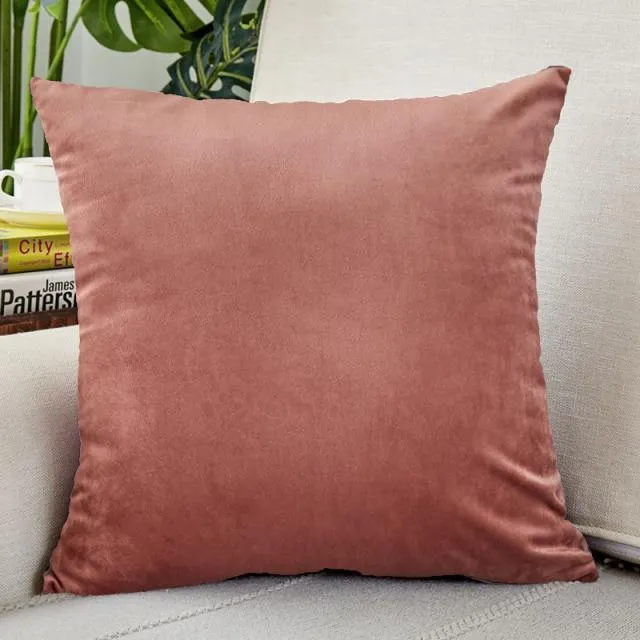 Housse de Coussin Velours 45x45cm Saumon