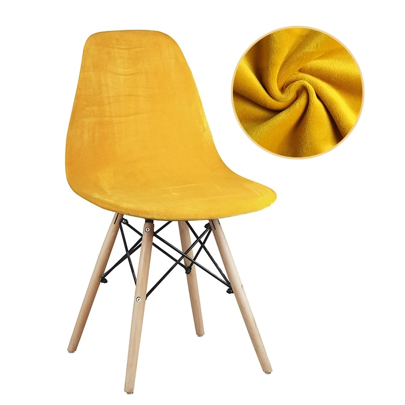 Housse de Chaise Scandinave Velours - Jaune - Installation simple et rapide