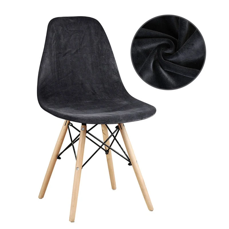 Housse Chaise Scandinave en Velours - Noir - Décoration et Rénovation