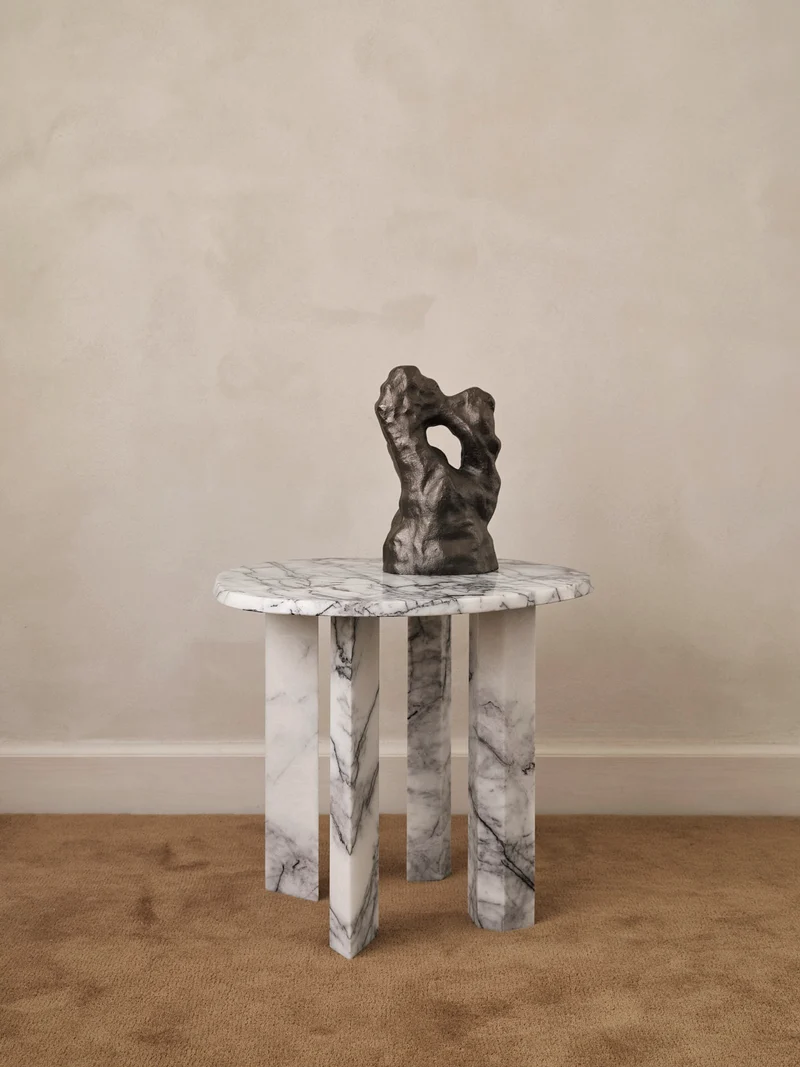 Taula Side Table - White/Charcoal