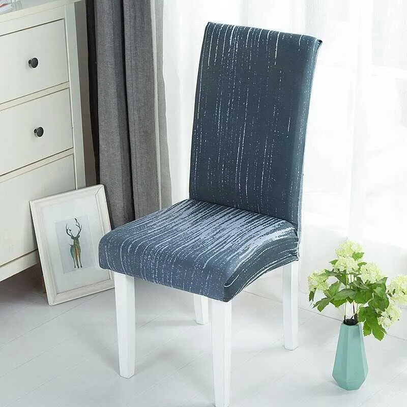 Housse de Chaise Extensible à Motifs Modernes - Style Scandinave Gris Foncé