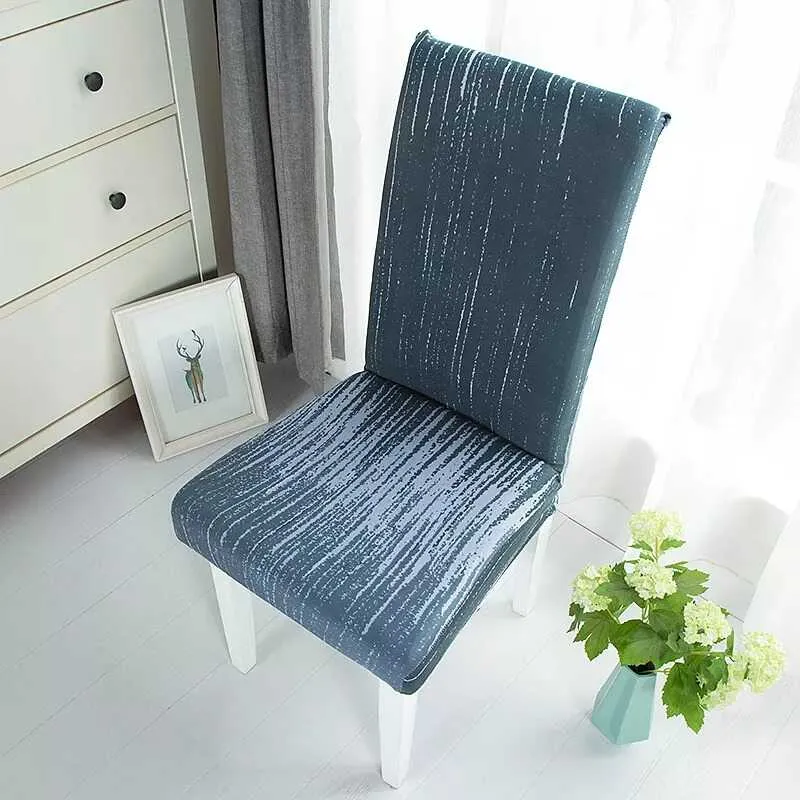 Housse de Chaise Extensible à Motifs Modernes - Style Scandinave Gris Foncé
