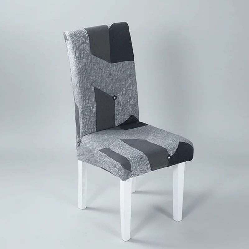 Housse de Chaise Extensible à Motifs Modernes - Style Scandinave Gris