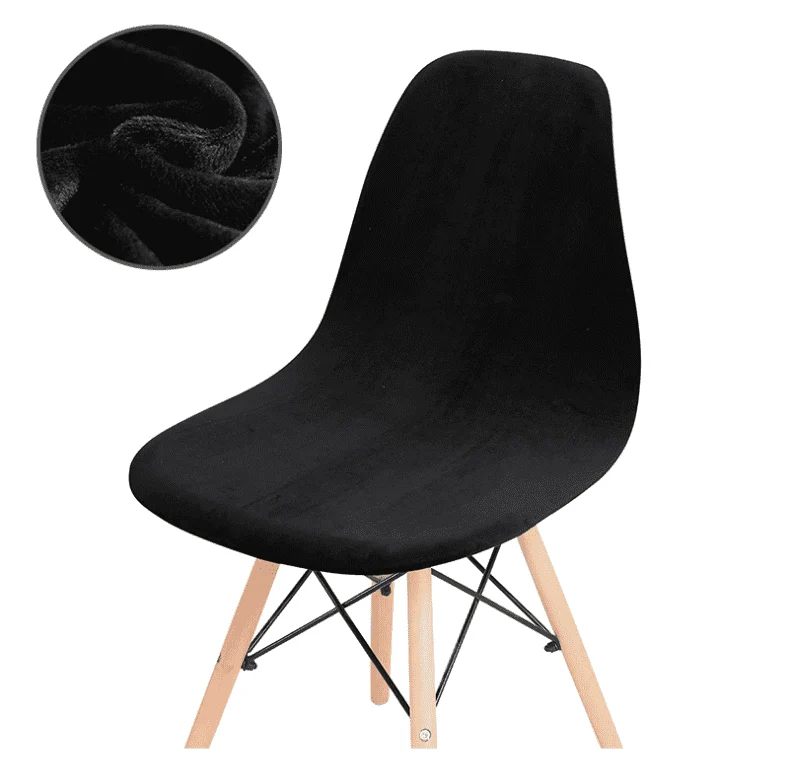 Housse Extensible de Chaise Scandinave Velours - Noir
