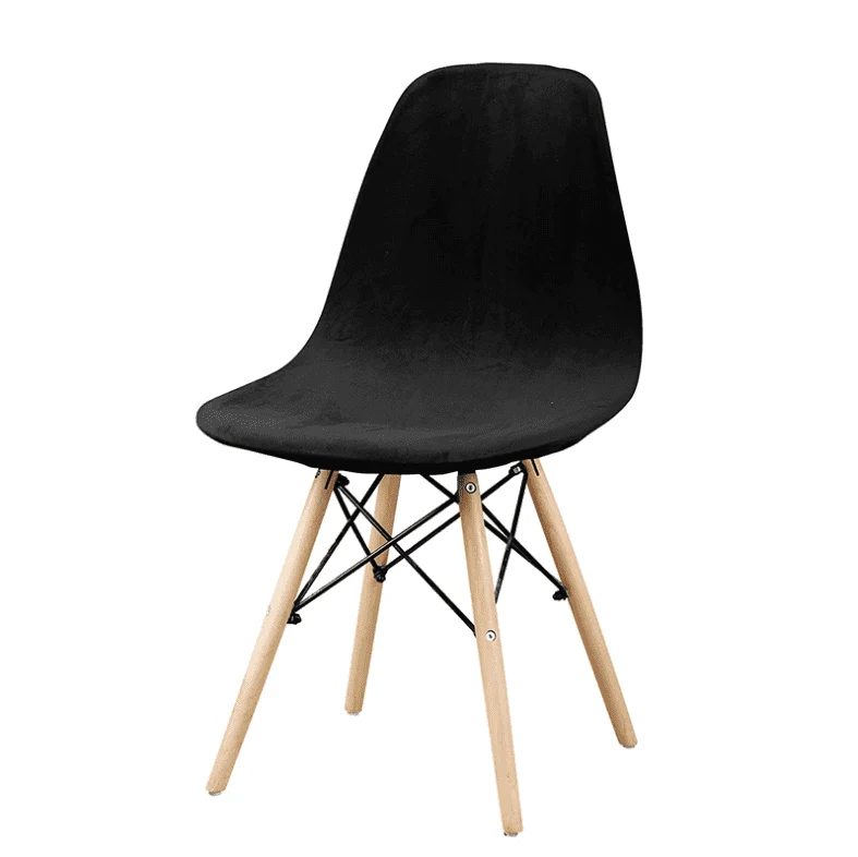 Housse Extensible de Chaise Scandinave Velours - Noir