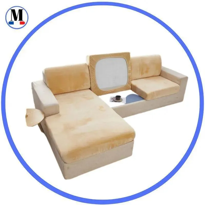 Housse Coussin D'assise & Dossier - Velours Crème