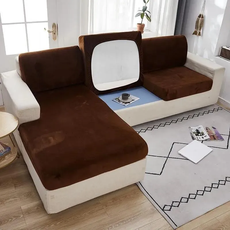 Housse Coussin D'assise & Dossier - Velours Marron
