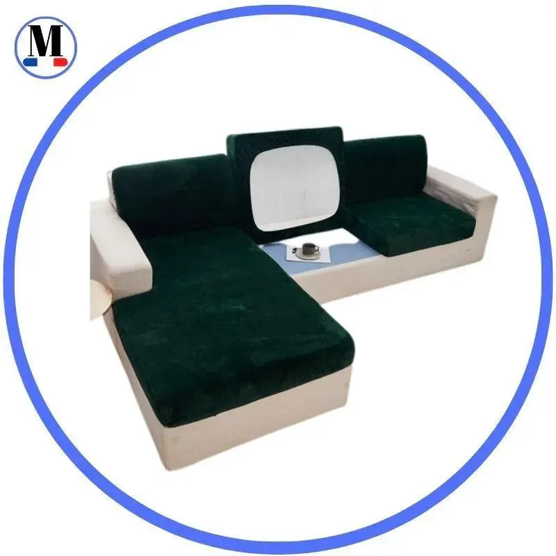 Housse Coussin D'assise & Dossier - Velours Vert Foncé