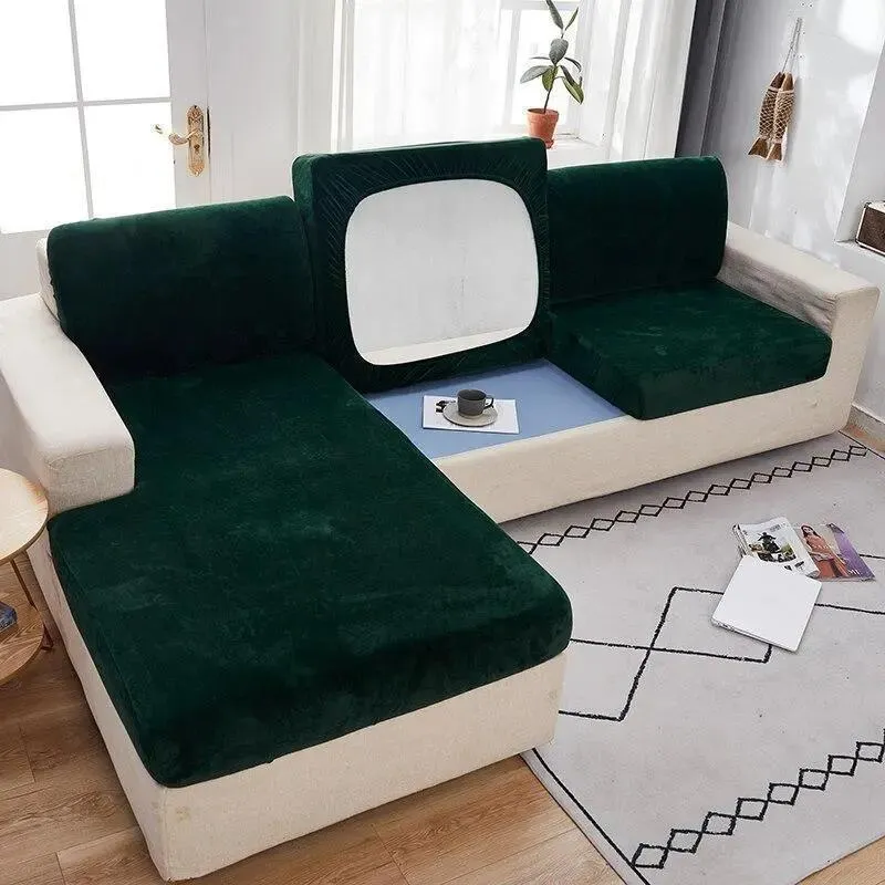 Housse Coussin D'assise & Dossier - Velours Vert Foncé