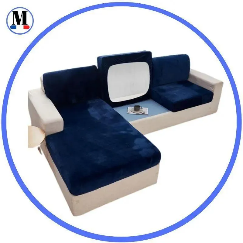 Housse Coussin D'assise & Dossier - Velours Bleu Marine
