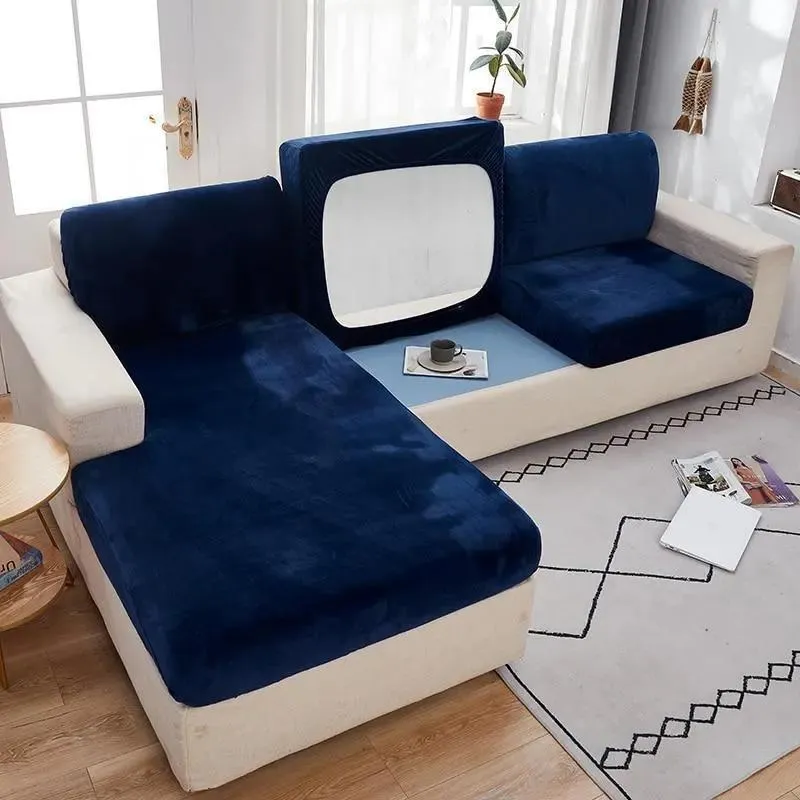 Housse Coussin D'assise & Dossier - Velours Bleu Marine
