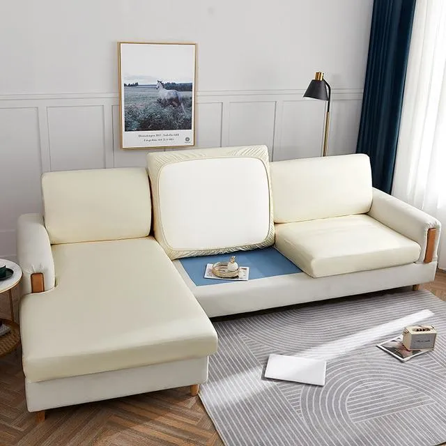 Housse d'Assise de Canapé d'Angle Simili Cuir Crème
