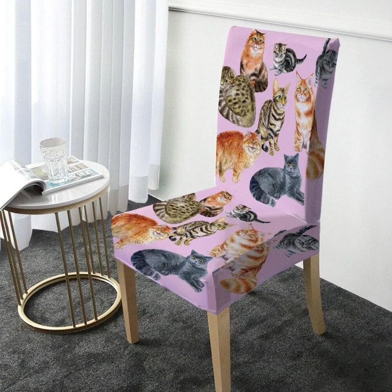 Housse de Chaise Chat rose