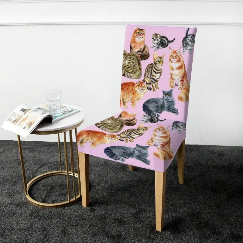 Housse de Chaise Chat rose