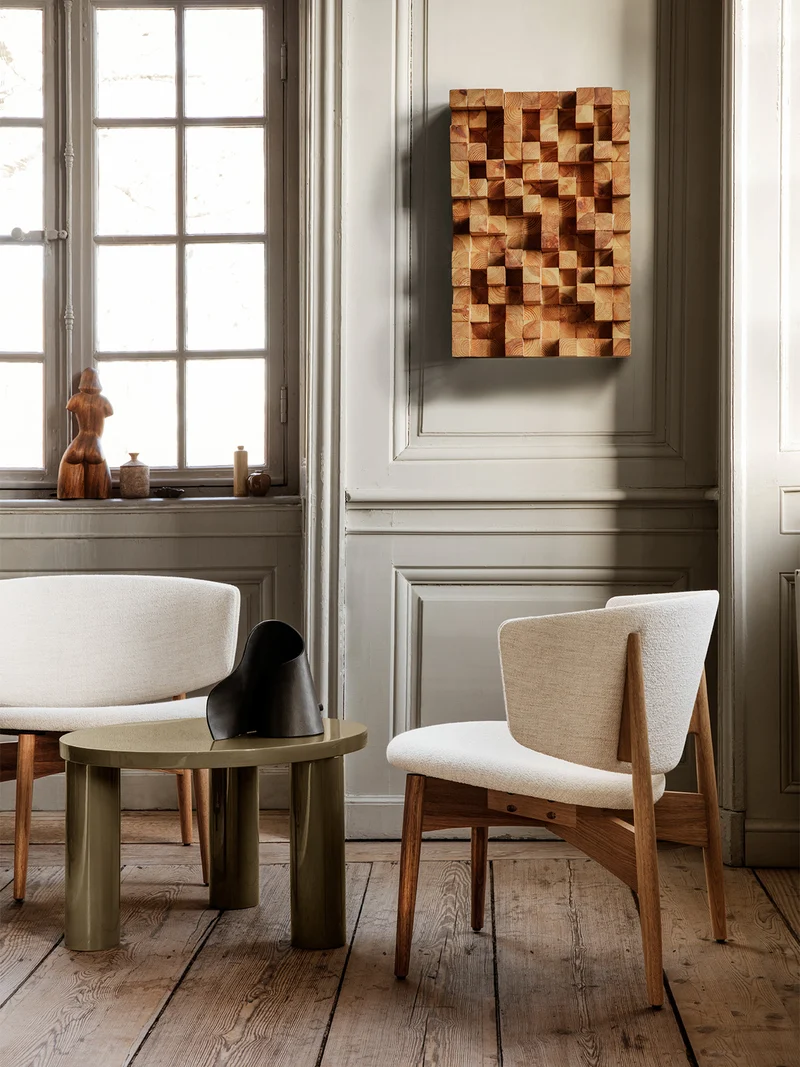 Herman Lounge Chair - Wood - Bouclé - Oak/Off-White