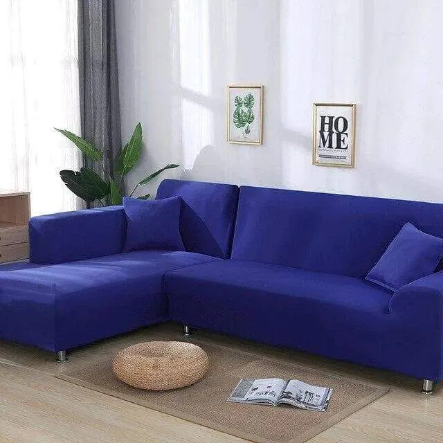 Housse de Canapé d'Angle Bleu Indigo