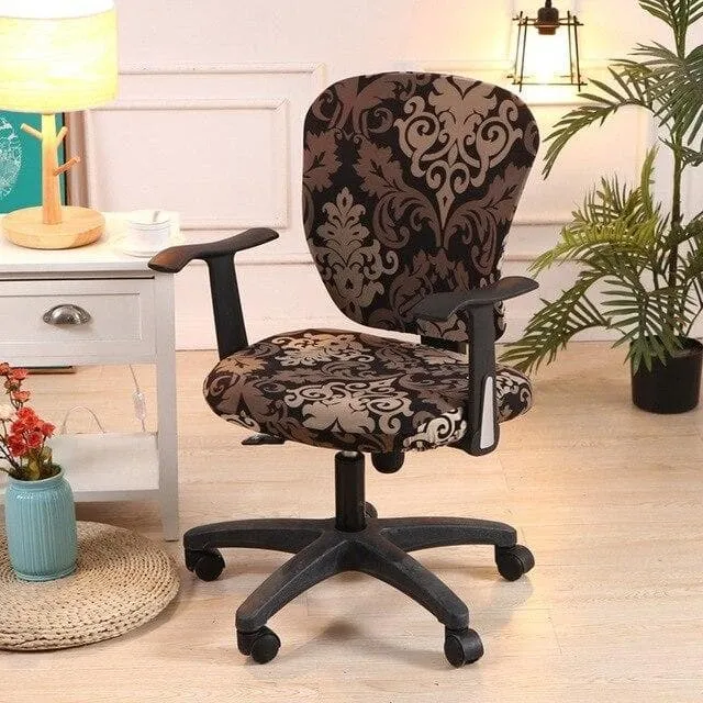 Housse de Chaise de Bureau Brun et Noir