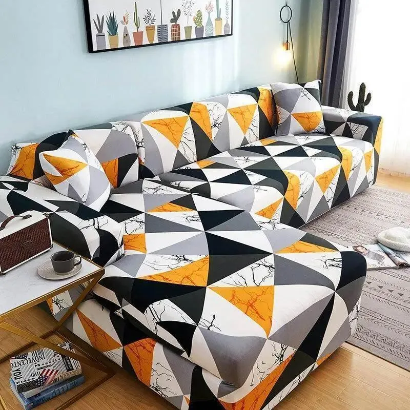 Motif Hexagomir - Housse de Canapé d’Angle Extensible