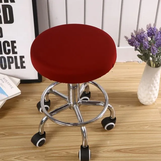 Housse de Tabouret Rond Rouge