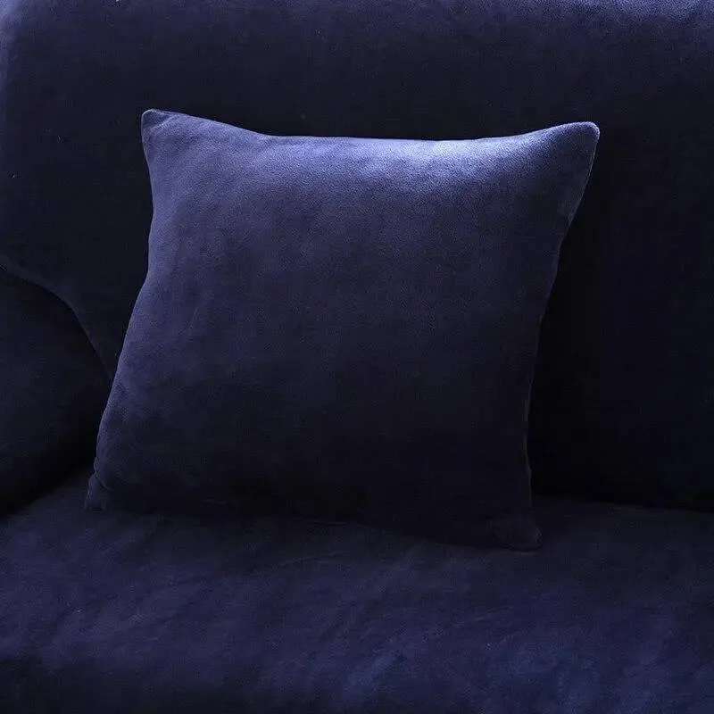 2 Housses De Coussin En Velours Bleu Nuit 45x45cm