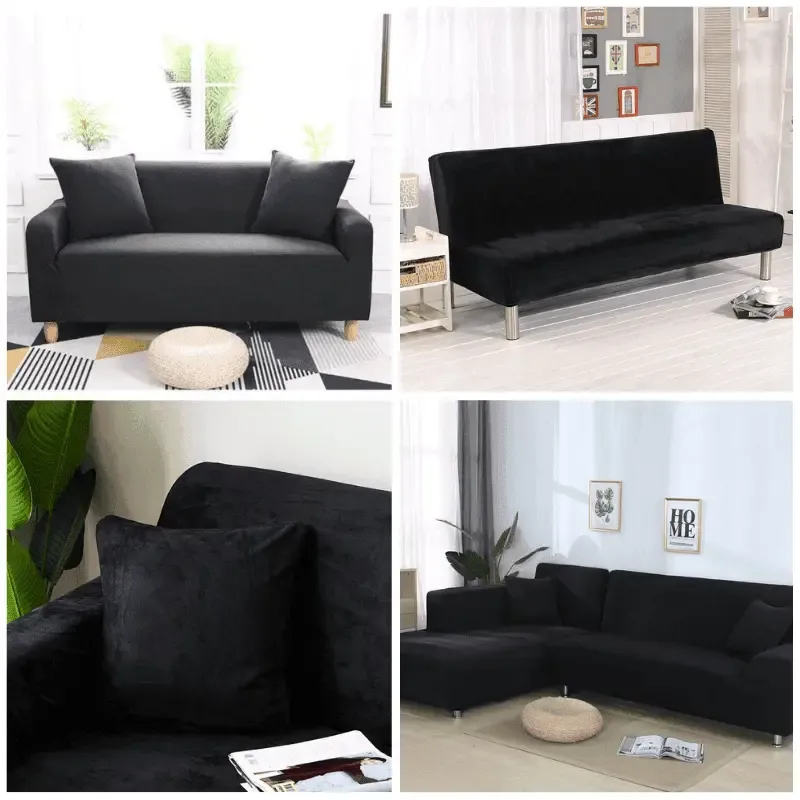 2 Housses De Coussin En Velours Noir 45x45cm