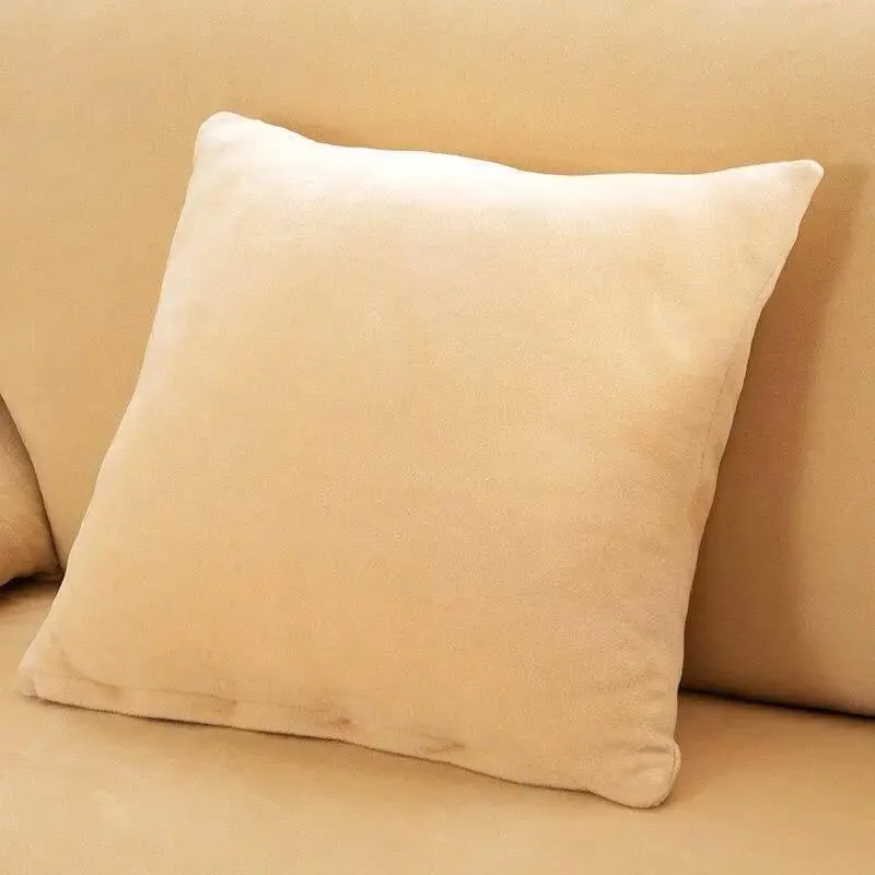 2 Housses De Coussin En Velours Beige 45x45cm