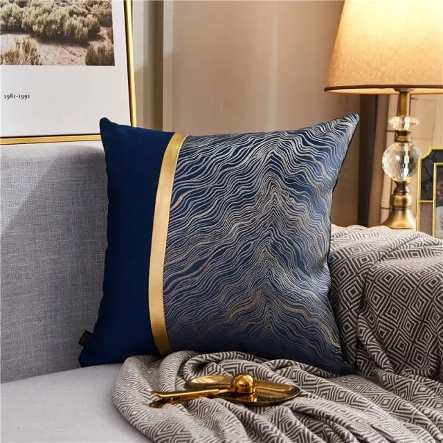 Housse de Coussin 45x45cm Royal en Soie Bleu