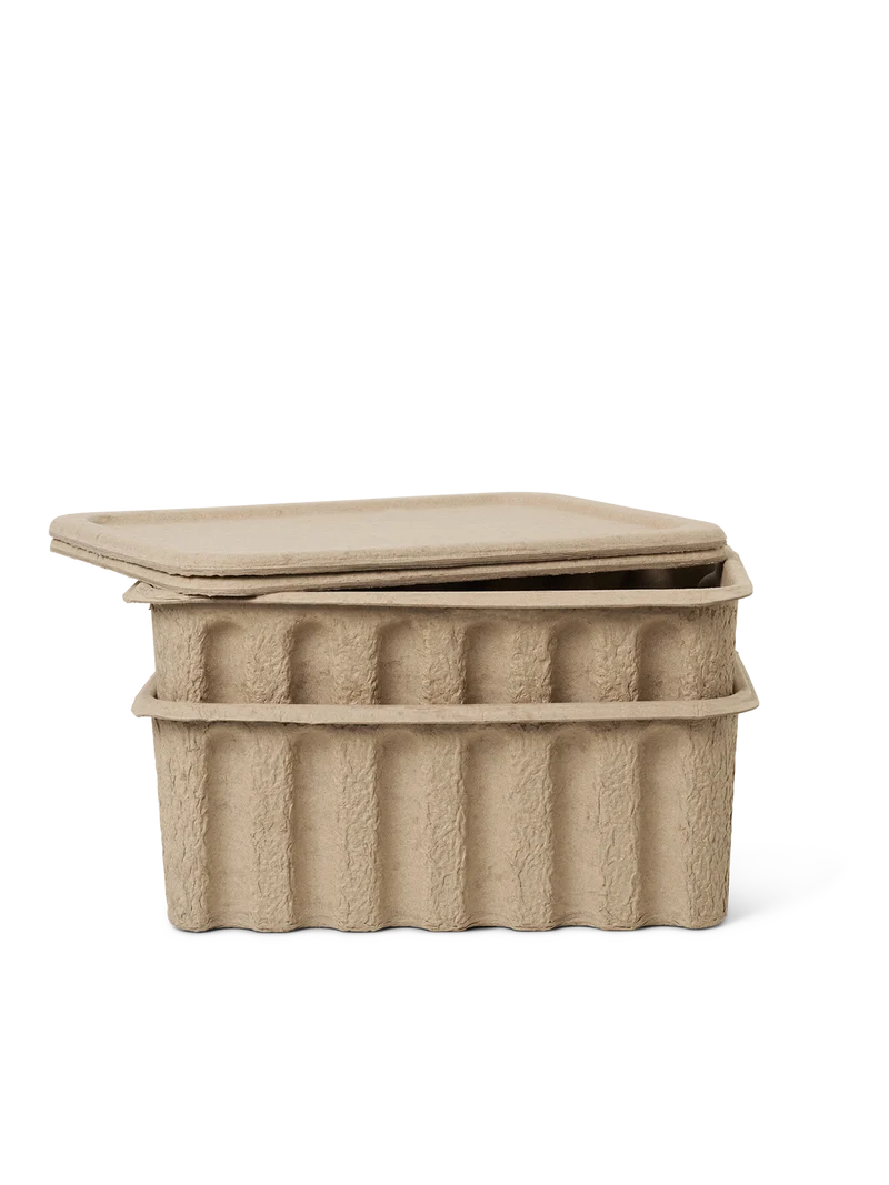 Paper Pulp Box - Set of 2 - Brown