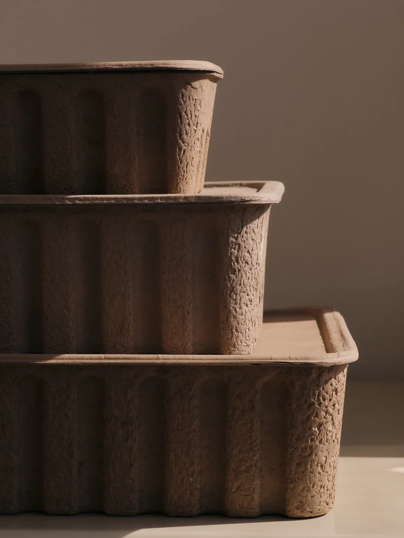 Paper Pulp Box - Set of 2 - Brown