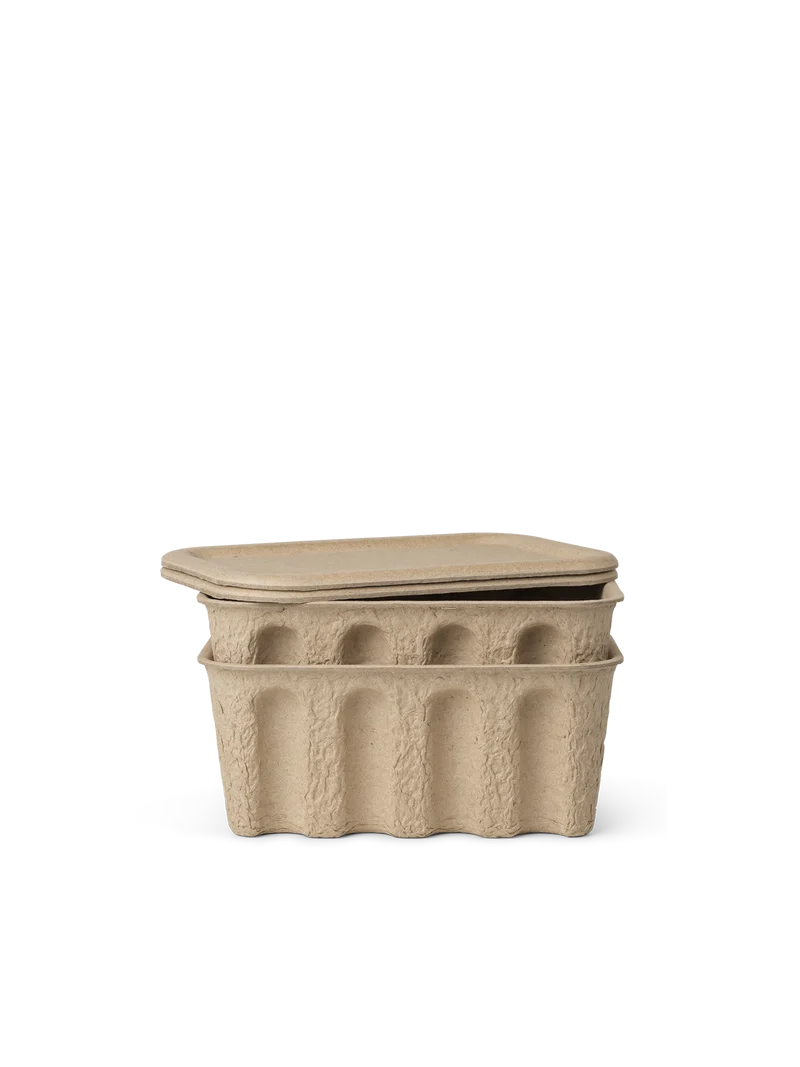 Paper Pulp Box - Set of 2 - Brown