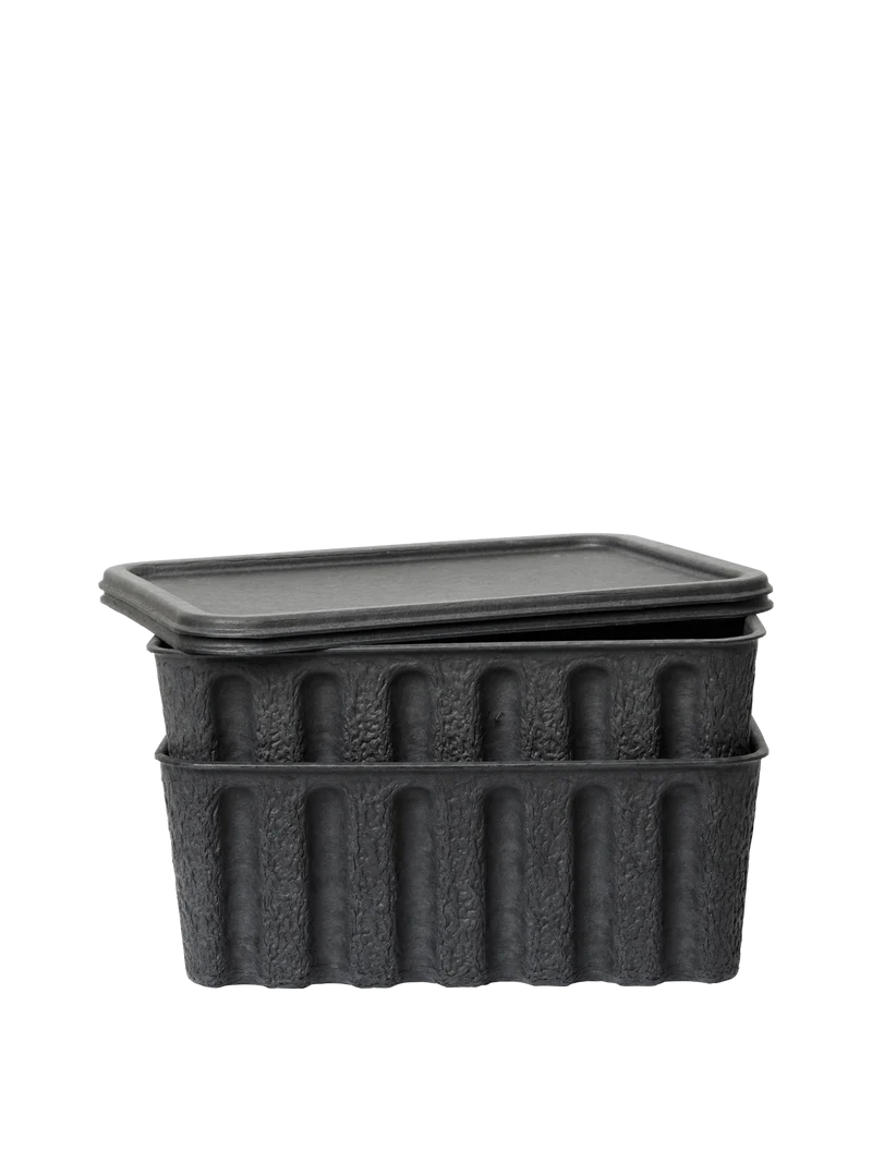 Paper Pulp Box - Set of 2 - Charcoal