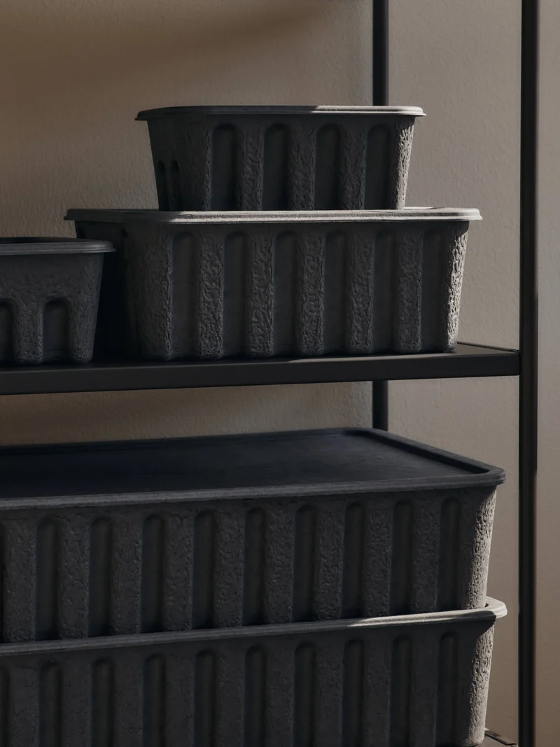 Paper Pulp Box - Set of 2 - Charcoal