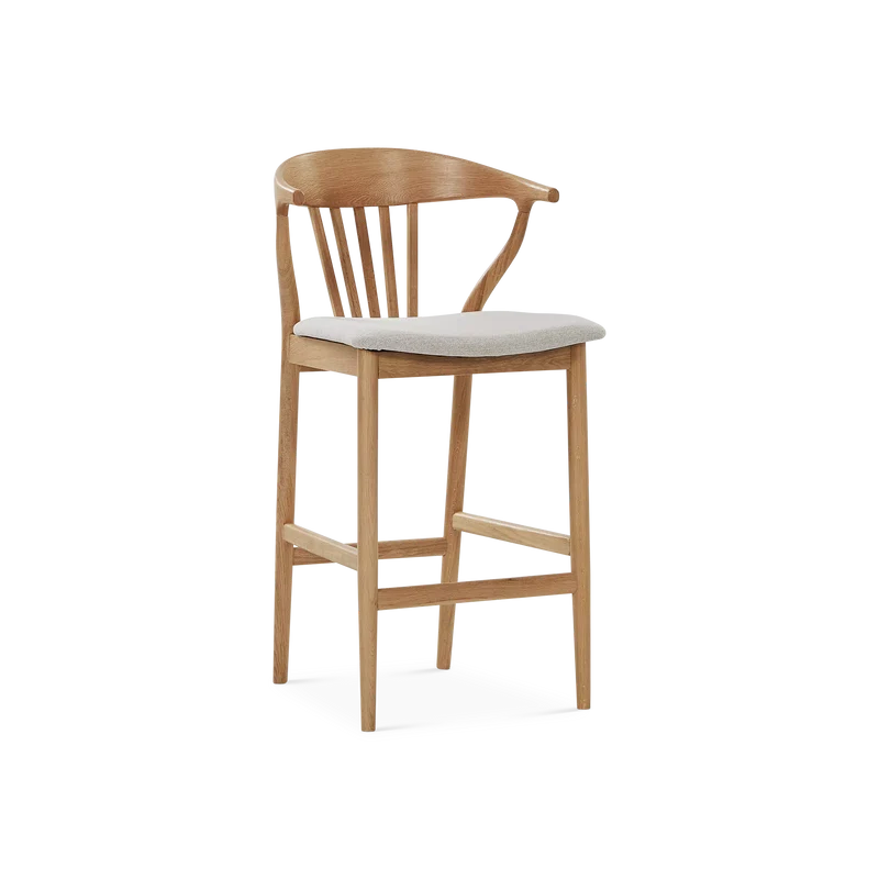 Nordic - Oak and Natural Fabric Stool