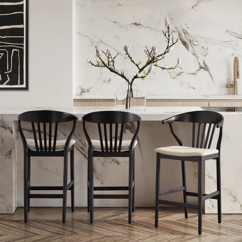 Nordic - Oak and Natural Fabric Stool