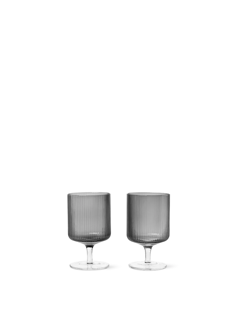 Ripple Wine Glasses - Set of 2 - Smoked Grey