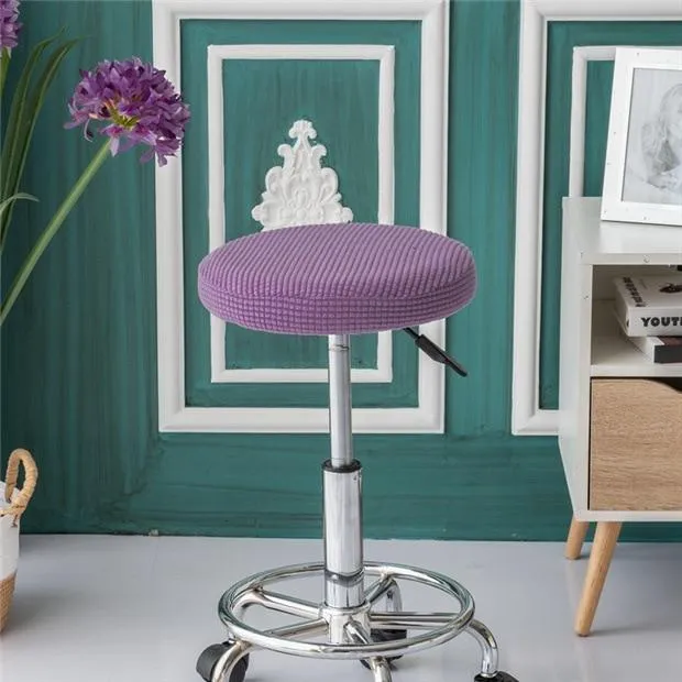 Housse de Tabouret Rond Jacquard Violet