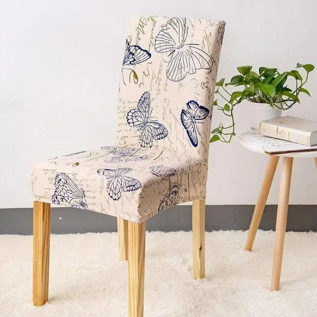 Housse de Chaise Papillon Bleu