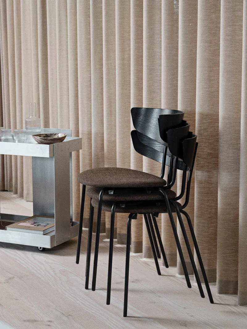 Herman Dining Chair - Hallingdal - Black/Dark Brown