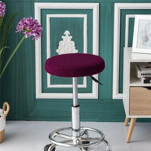 Housse de Tabouret Rond Jacquard Magenta