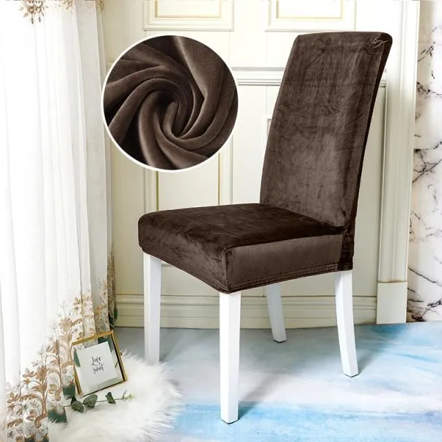 Housse de Chaise Velours Marron Foncé