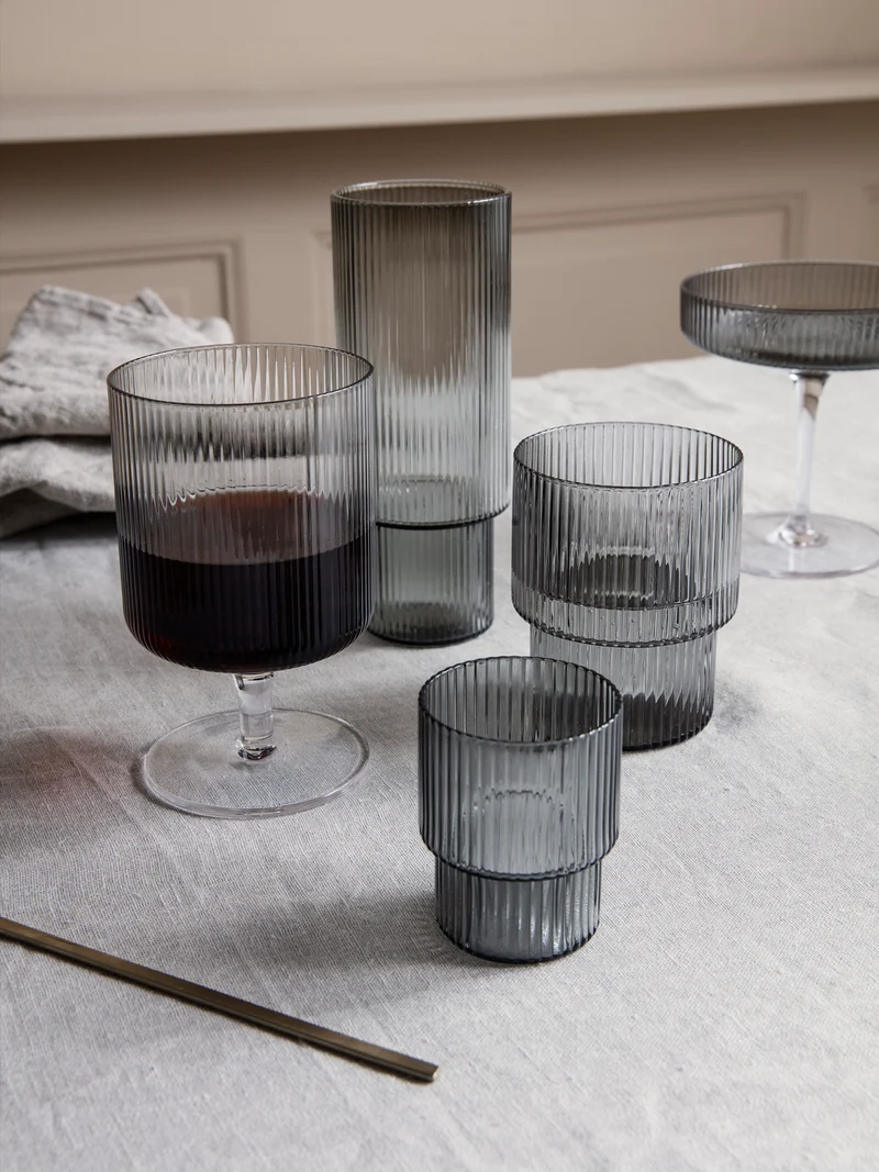 Ripple Small Glasses - Set of 4 - Smoked Grey
