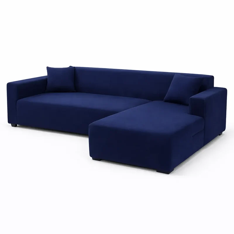 Housse de Canapé d’Angle Bleu Marine