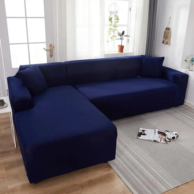 Housse de Canapé d’Angle Bleu Marine