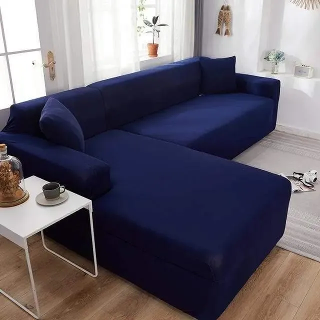 Housse de Canapé d’Angle Bleu Marine