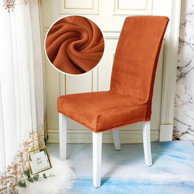 Housse de Chaise Velours Orange