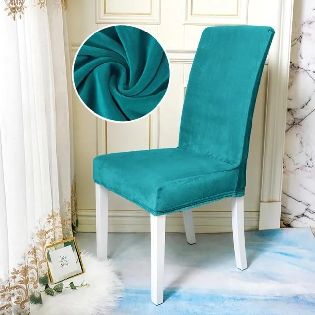 Housse de Chaise Velours Turquoise