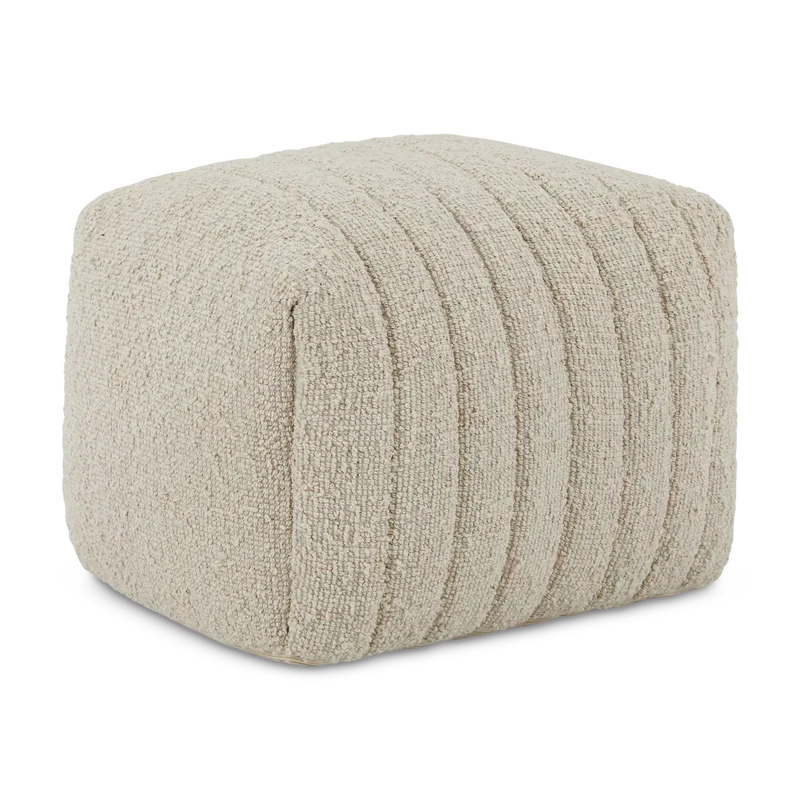 Agnaw - Textured Striped Wool and Cotton Pouf