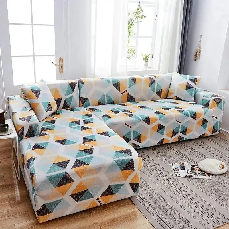 Motif Verna - Housse de Canapé d’Angle Extensible