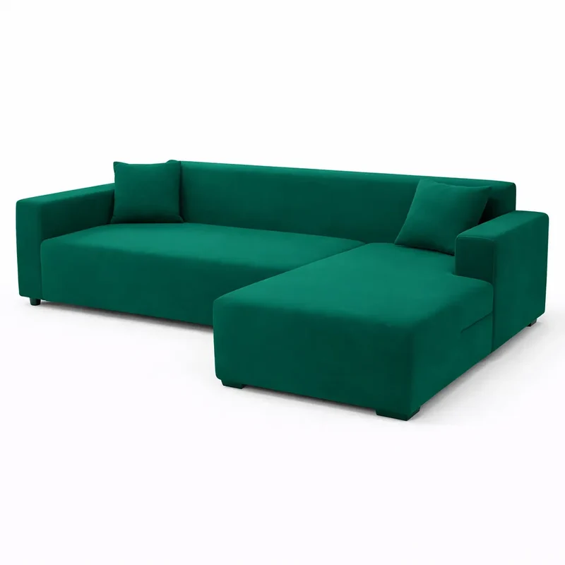 Housse de Canapé d’Angle Vert Foncé